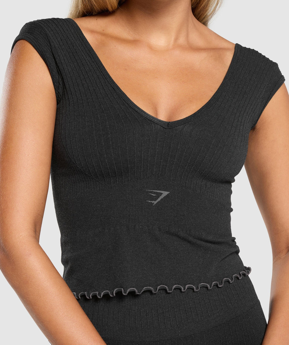 Luxe Seamless Crop Top - Coal Marl