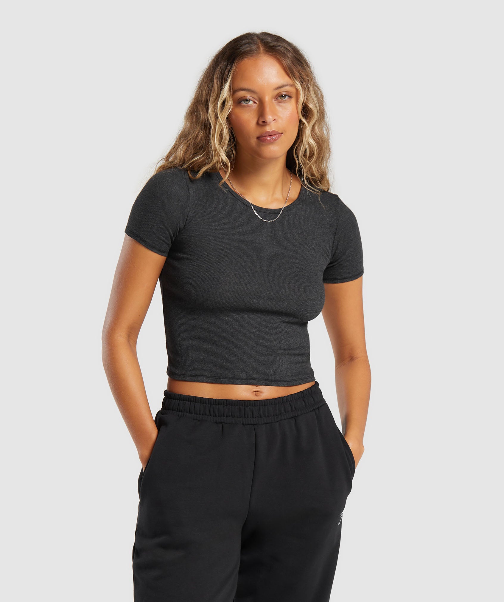 Rib T-Shirt - Midnight Black Marl