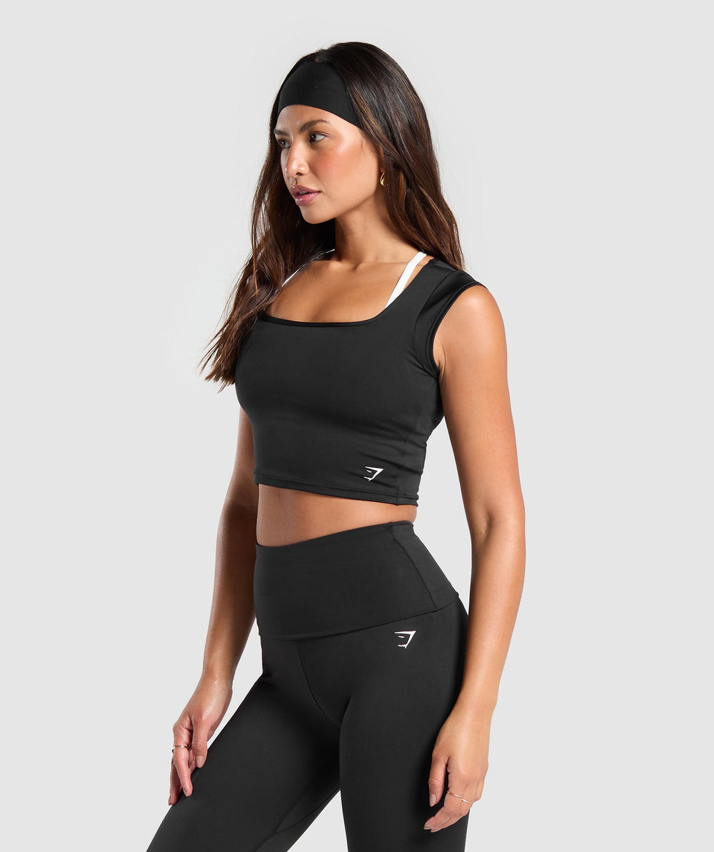 Everyday Cap Sleeve Crop Top - Black