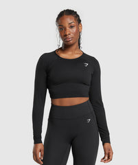 Lifting Essential Long Sleeve Crop Top - Black