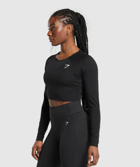 Lifting Essential Long Sleeve Crop Top - Black