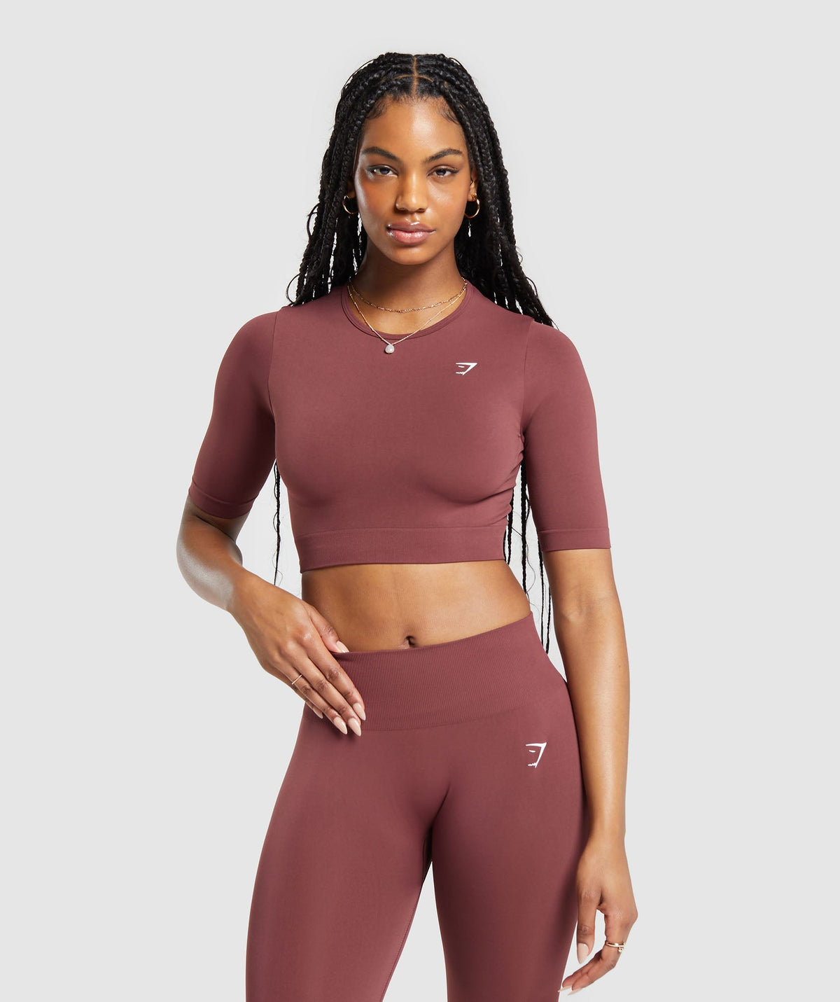 Everyday Seamless Crop Top - Burgundy Brown