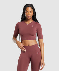 Everyday Seamless Crop Top - Burgundy Brown