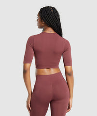 Everyday Seamless Crop Top - Burgundy Brown
