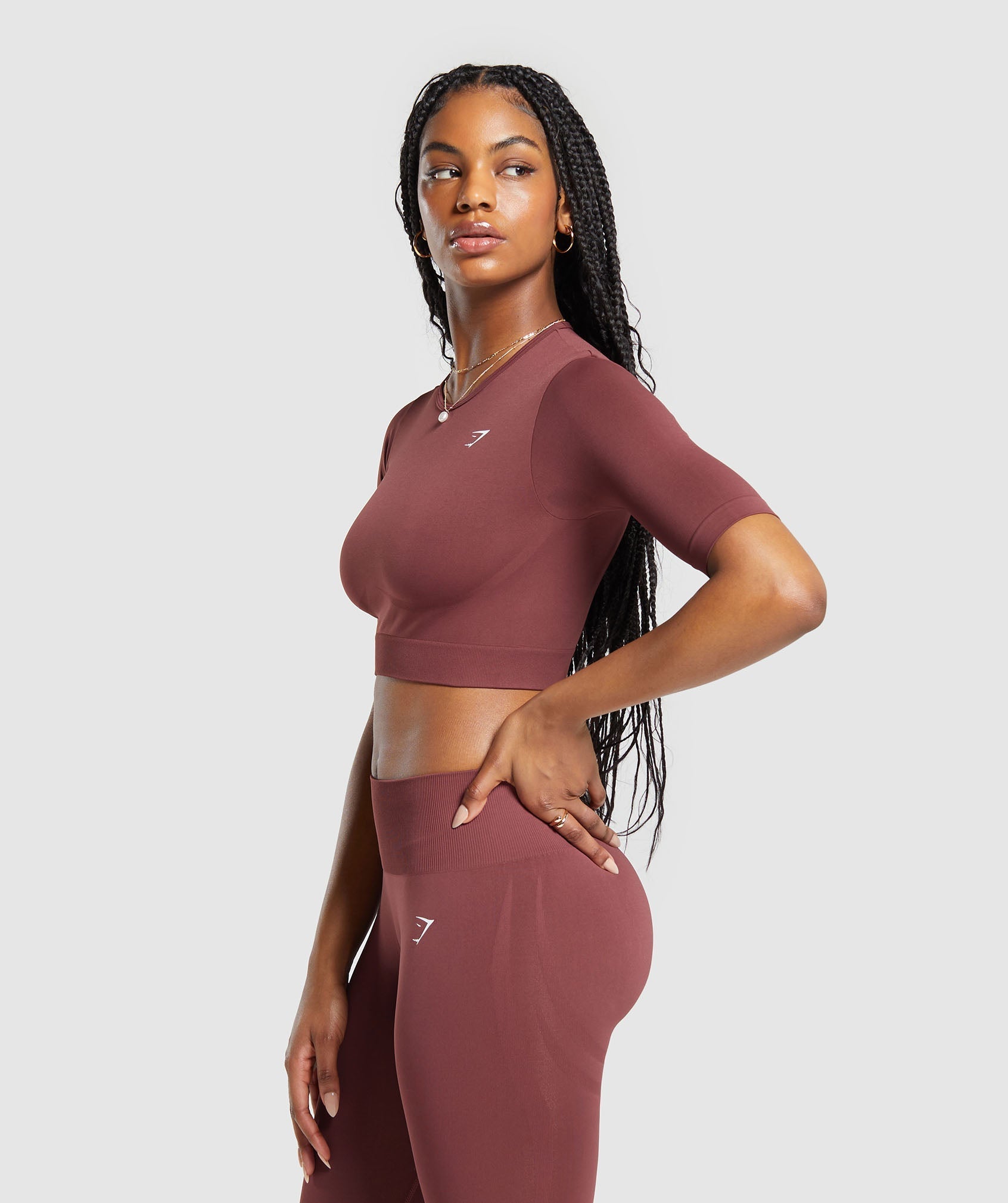 Everyday Seamless Crop Top - Burgundy Brown