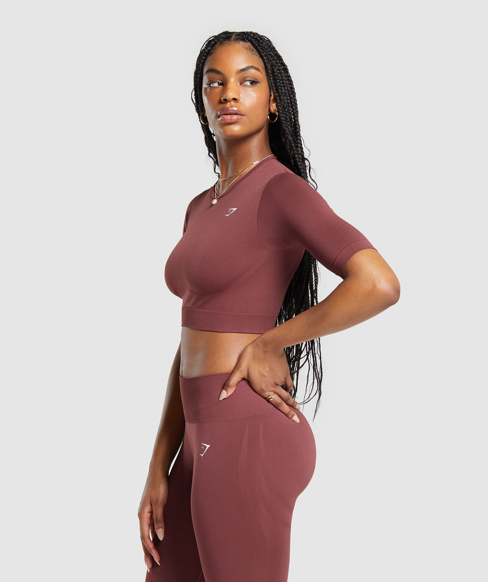Everyday Seamless Crop Top - Burgundy Brown