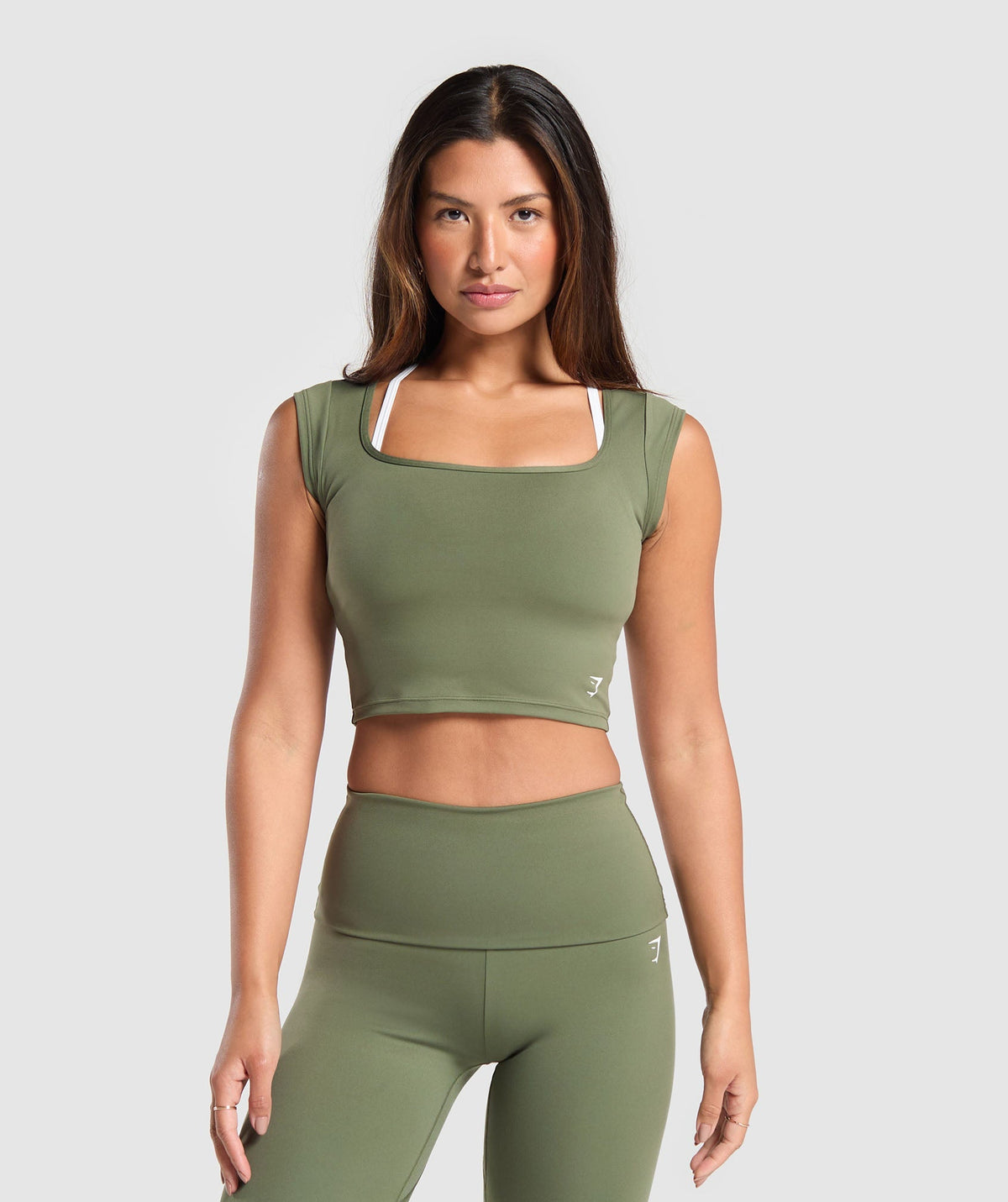 Everyday Cap Sleeve Crop Top - Core Olive