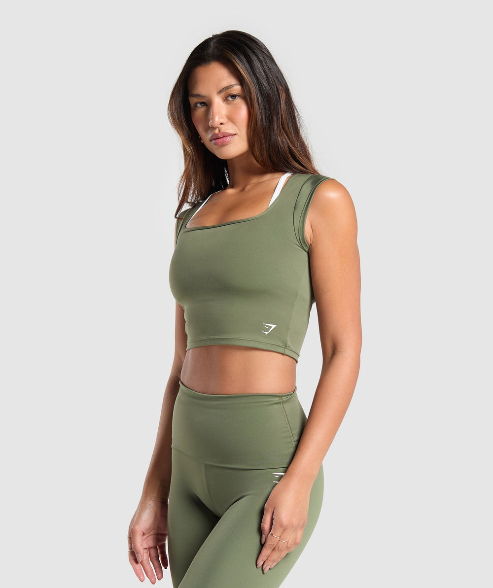 Everyday Cap Sleeve Crop Top - Core Olive