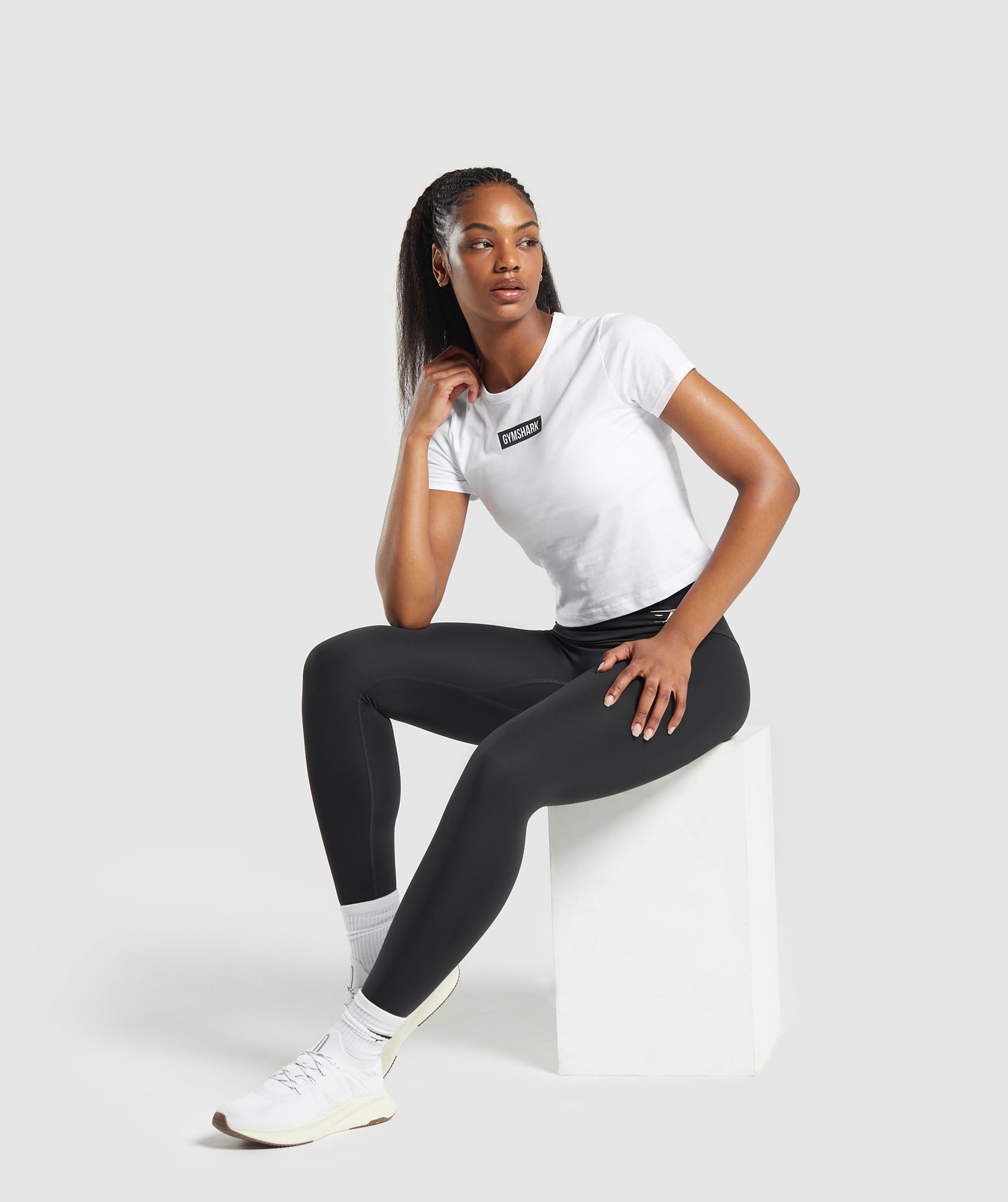 Block Crop Top - White
