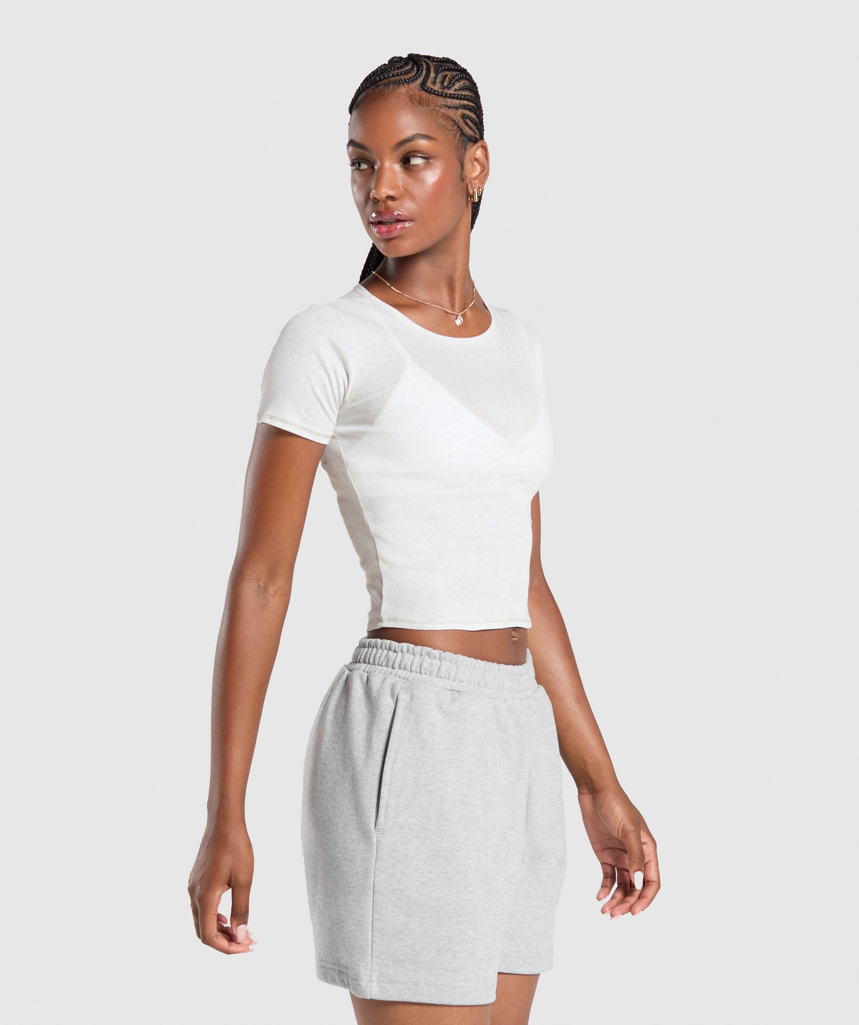 Rib T-Shirt - White Marl