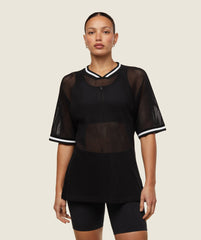 everywear Mesh Layering Tee - Black/Soft White
