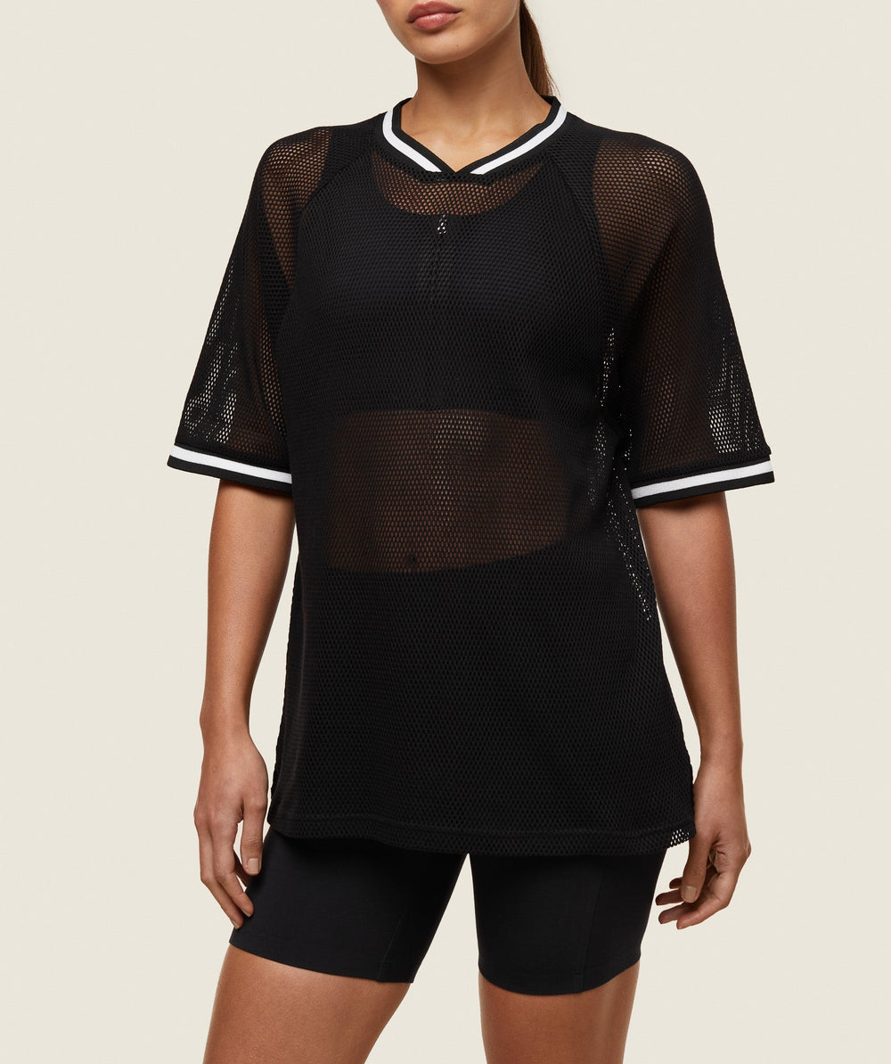 everywear Mesh Layering Tee - Black/Soft White