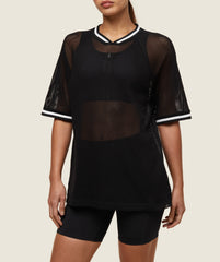 everywear Mesh Layering Tee - Black/Soft White