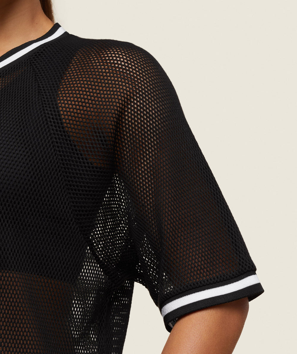 everywear Mesh Layering Tee - Black/Soft White