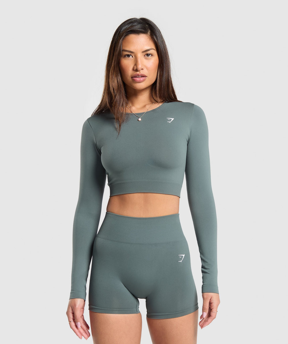 Everyday Seamless Long Sleeve Crop Top - Cargo Teal
