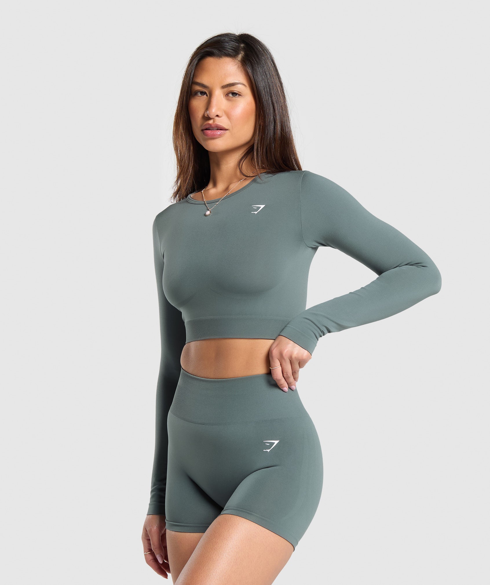 Everyday Seamless Long Sleeve Crop Top - Cargo Teal