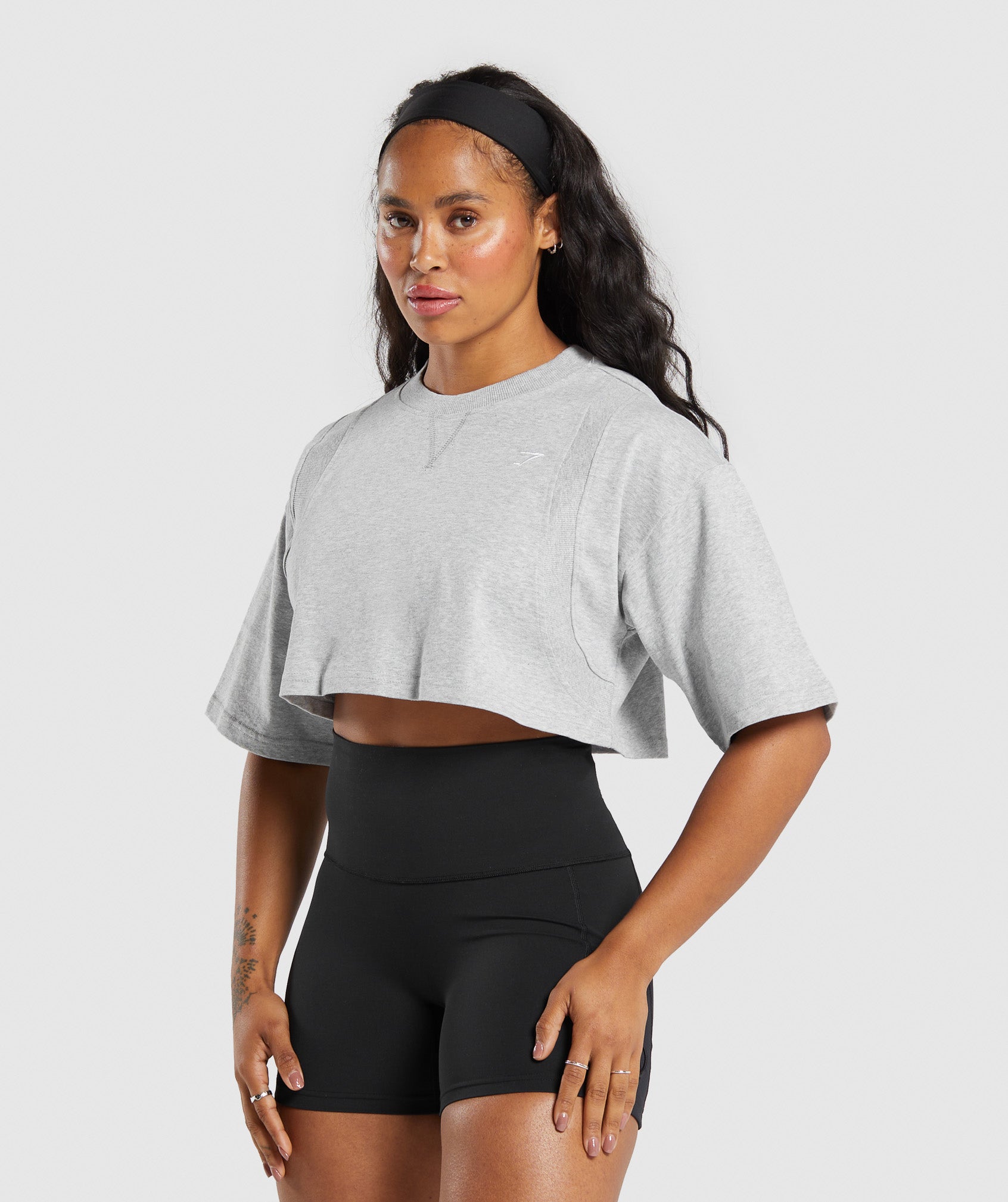 Heavyweight Cotton Crop T-Shirt - Grey
