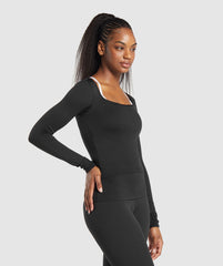 Everyday Long Sleeve Midi Top - Black