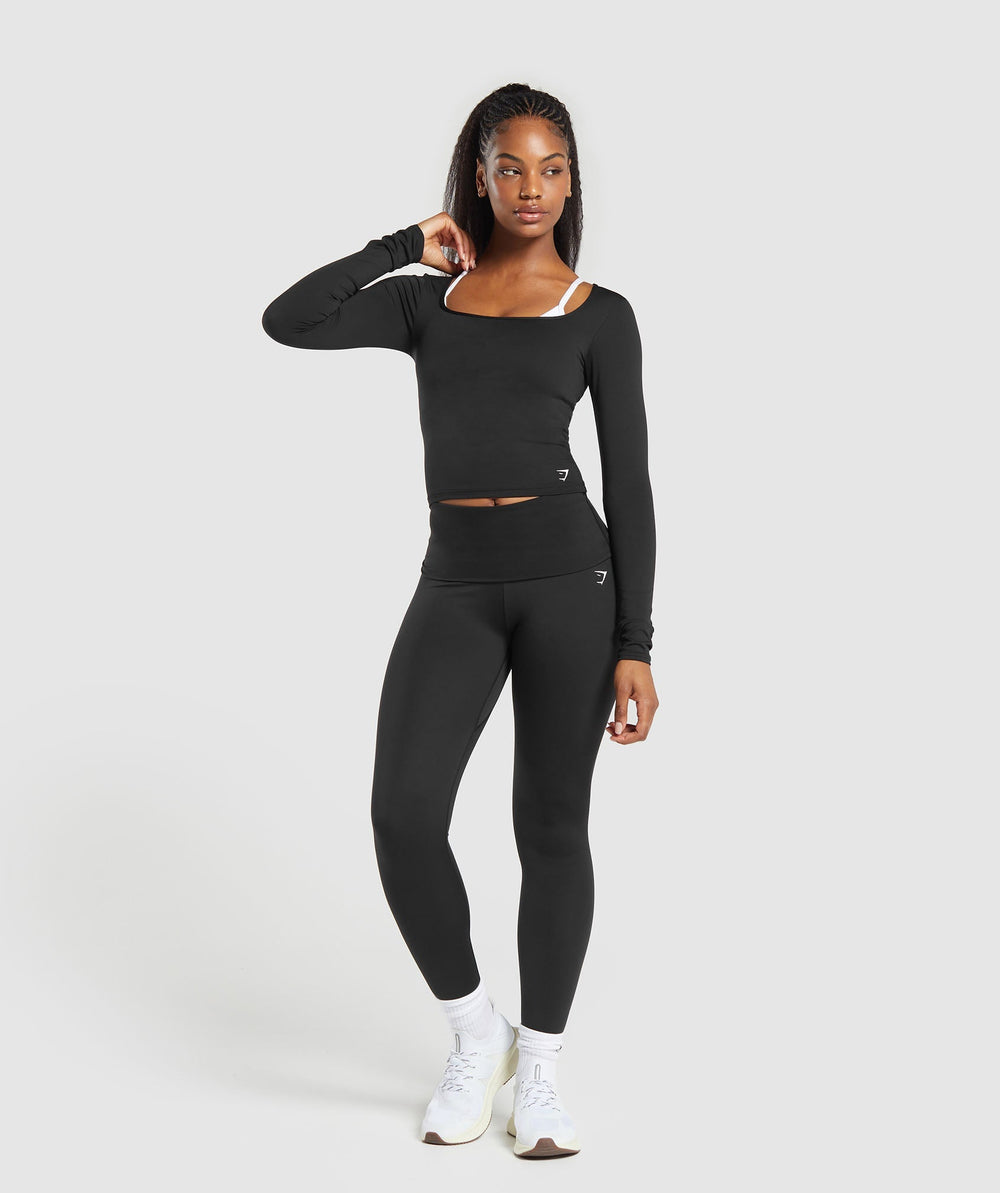 Everyday Long Sleeve Midi Top - Black