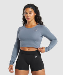 Lifting Essential Long Sleeve Crop Top - Iron Blue