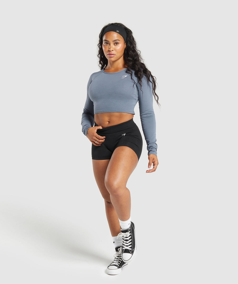 Lifting Essential Long Sleeve Crop Top - Iron Blue