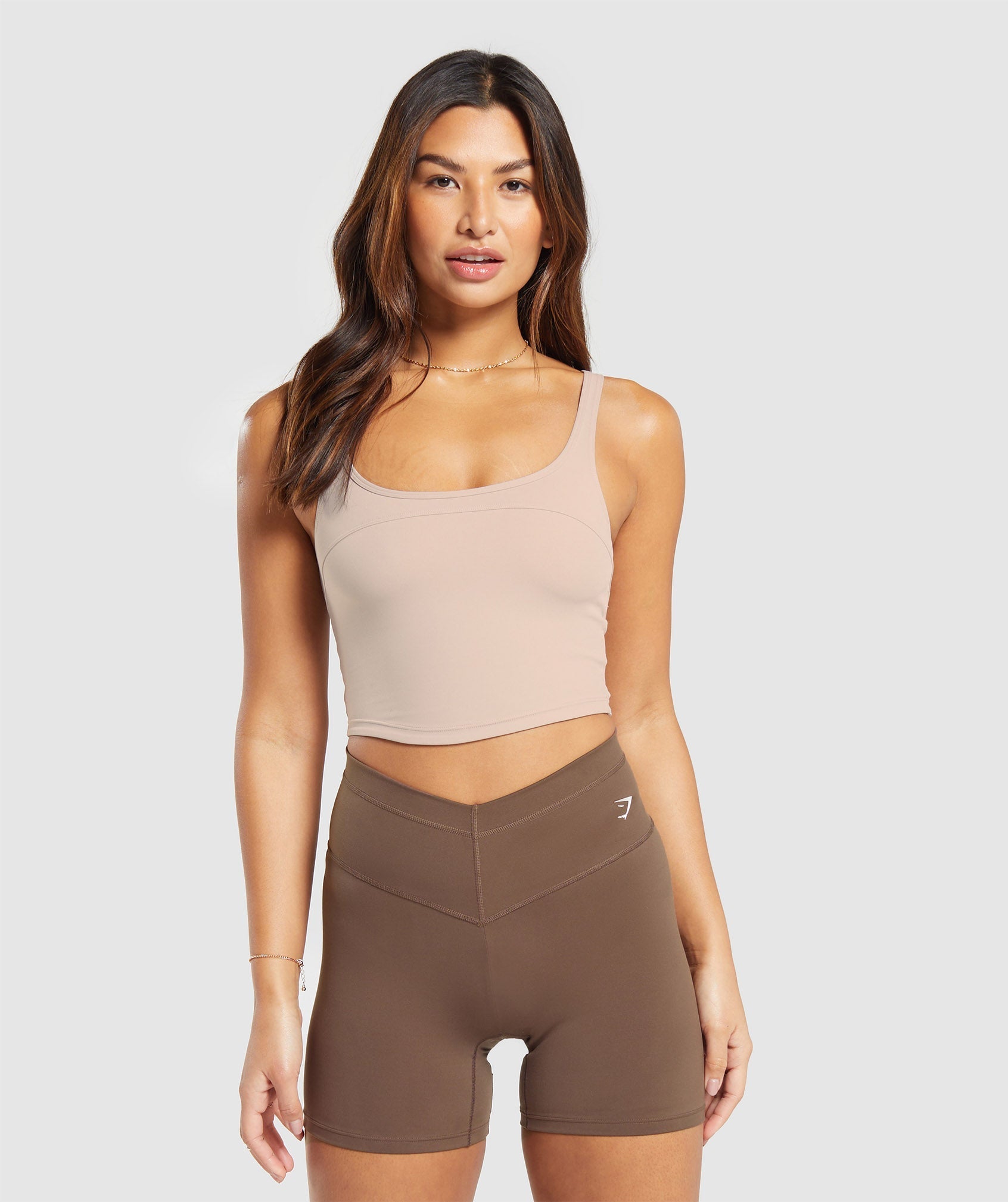 Scoop Back Crop Tank - Stone Pink