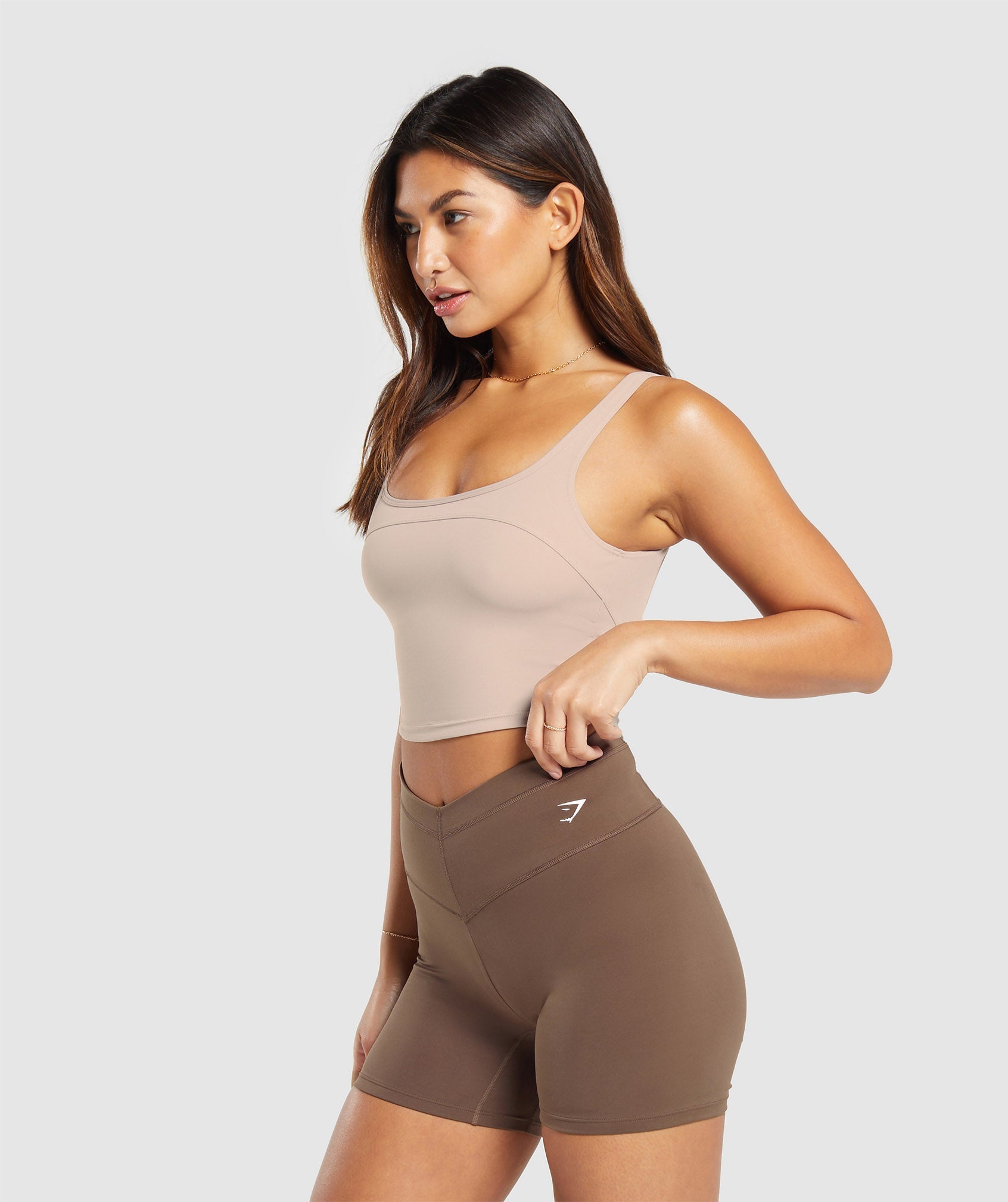 Scoop Back Crop Tank - Stone Pink