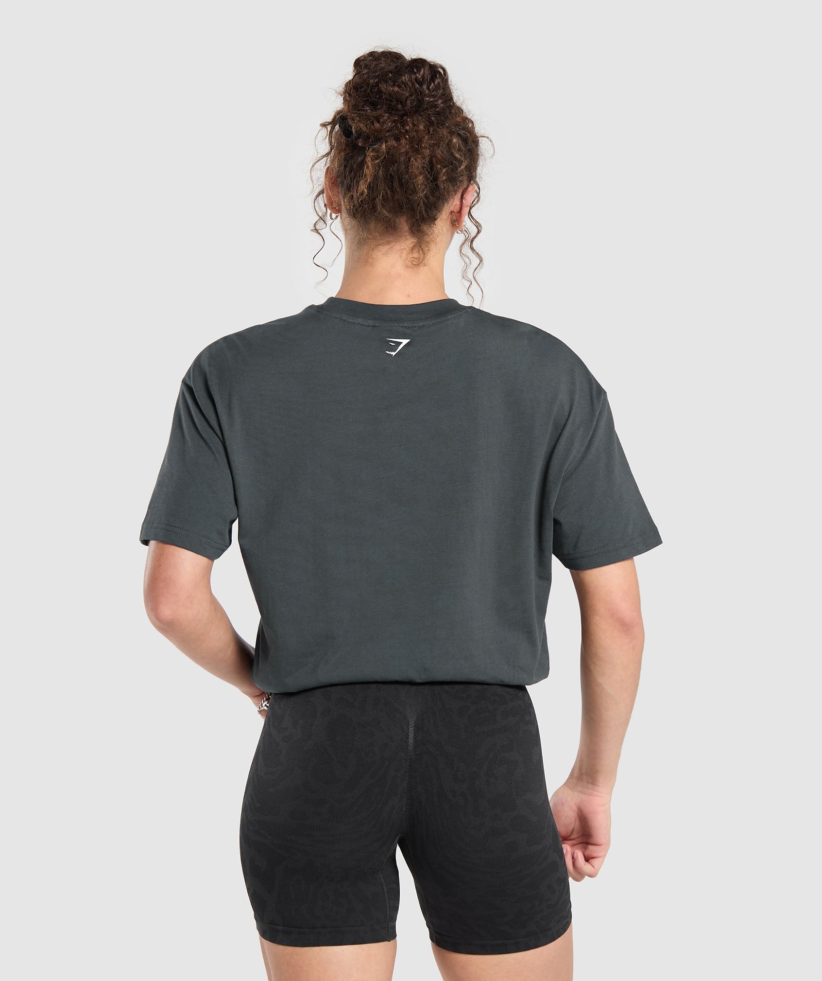 I Love Squats Graphic Oversized Tee - Asphalt Grey