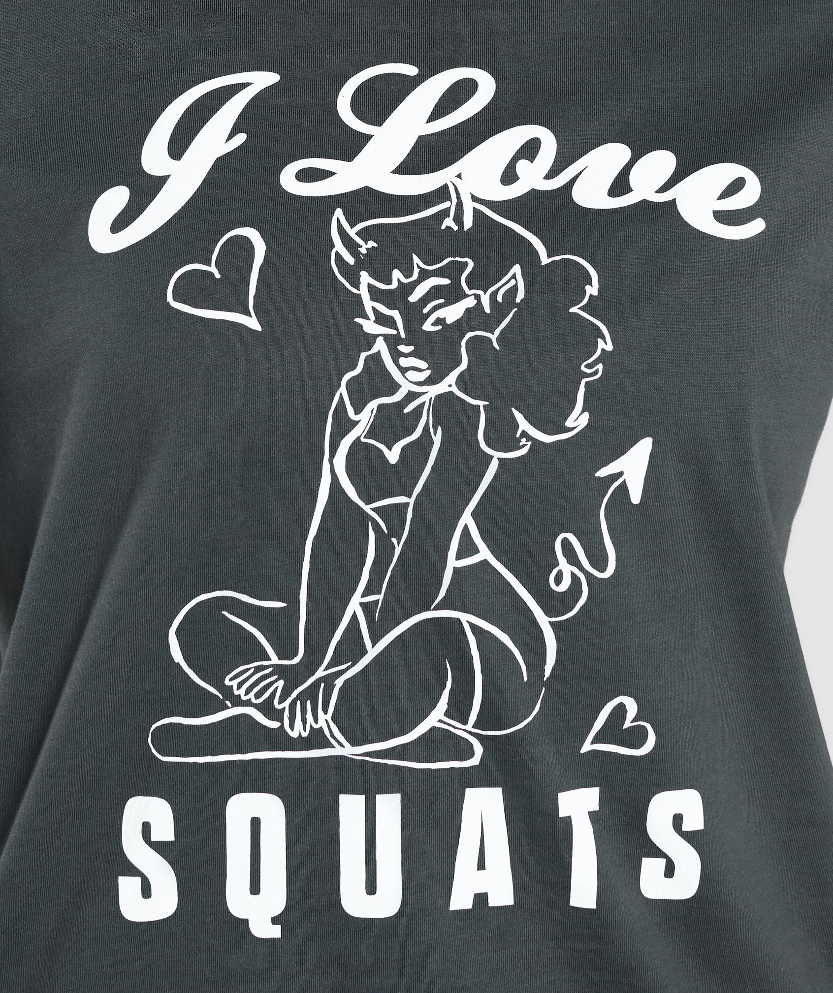 I Love Squats Graphic Oversized Tee - Asphalt Grey