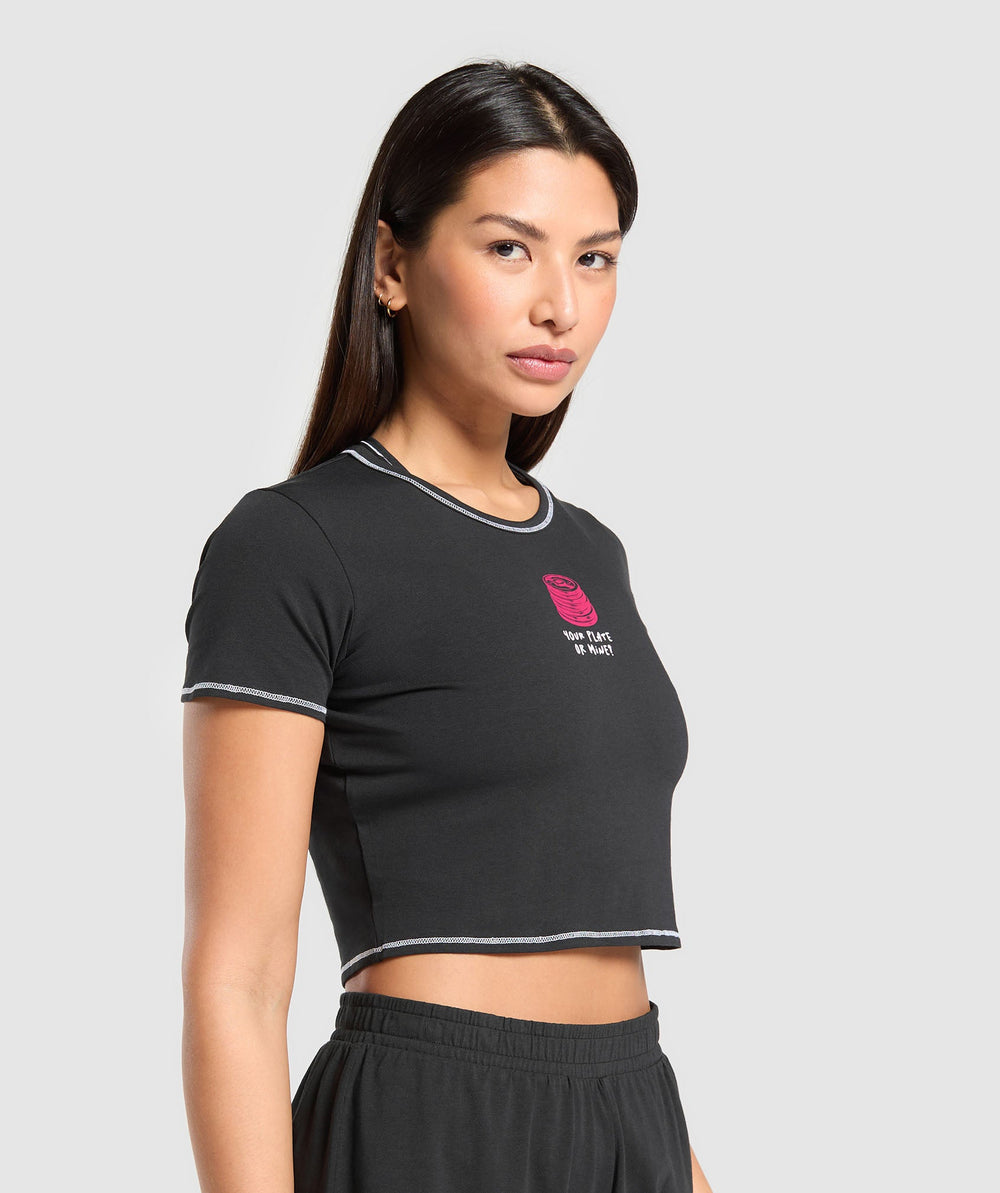Your Plate or Mine Baby Tee - Black
