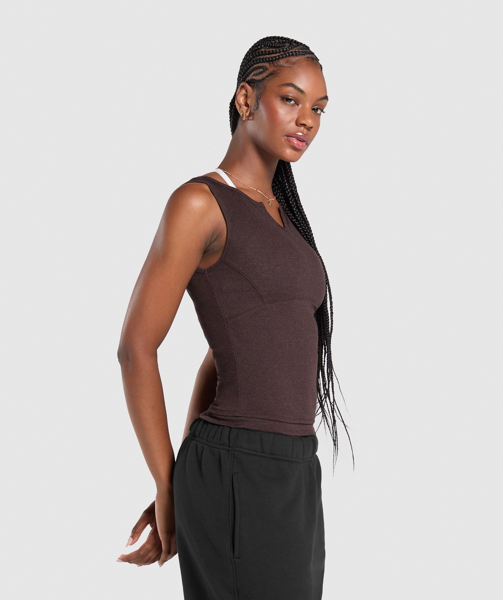 Rest Day Rib Top - Brown Marl
