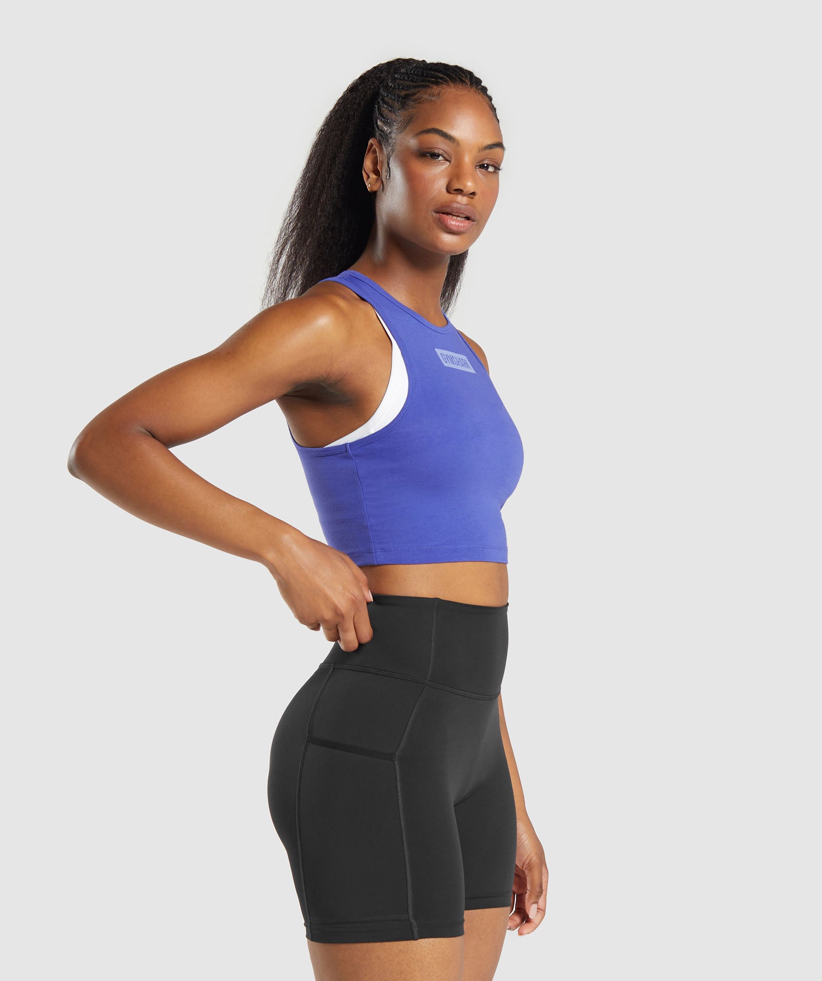 Block Crop Tank - Force Blue