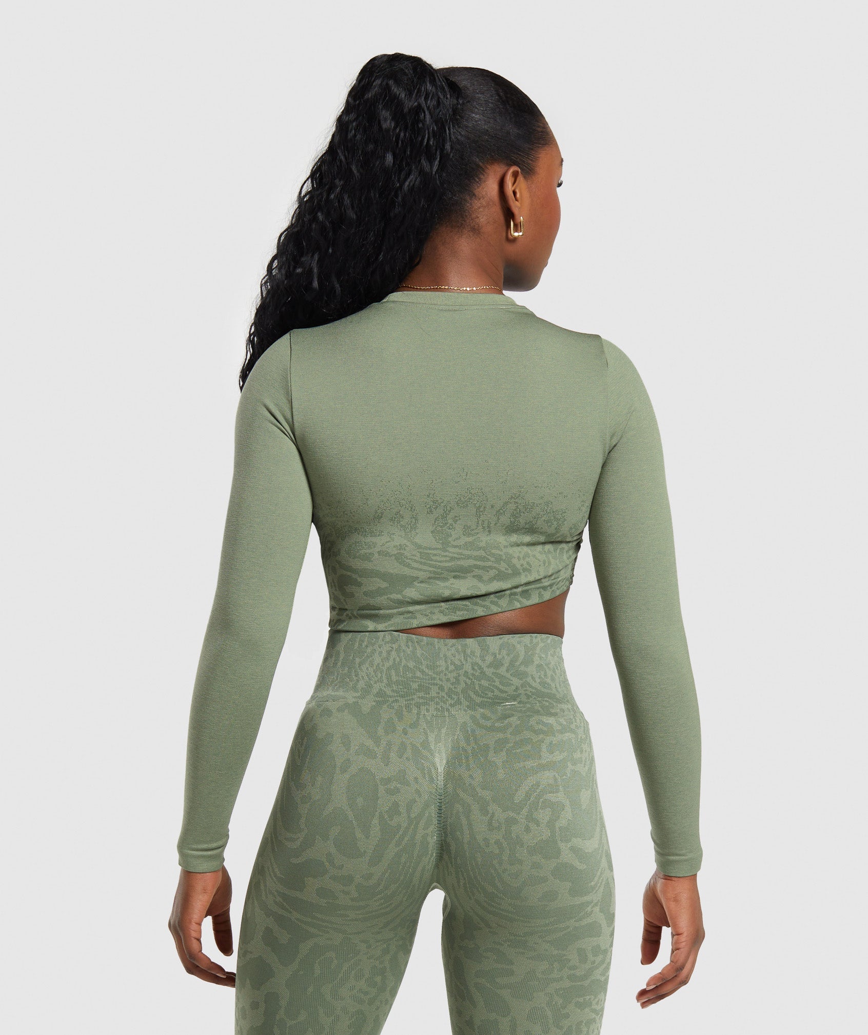 Adapt Safari Seamless Faded Long Sleeve Top - Force Green/Faded Green