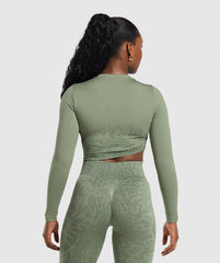 Adapt Safari Seamless Faded Long Sleeve Top - Force Green/Faded Green