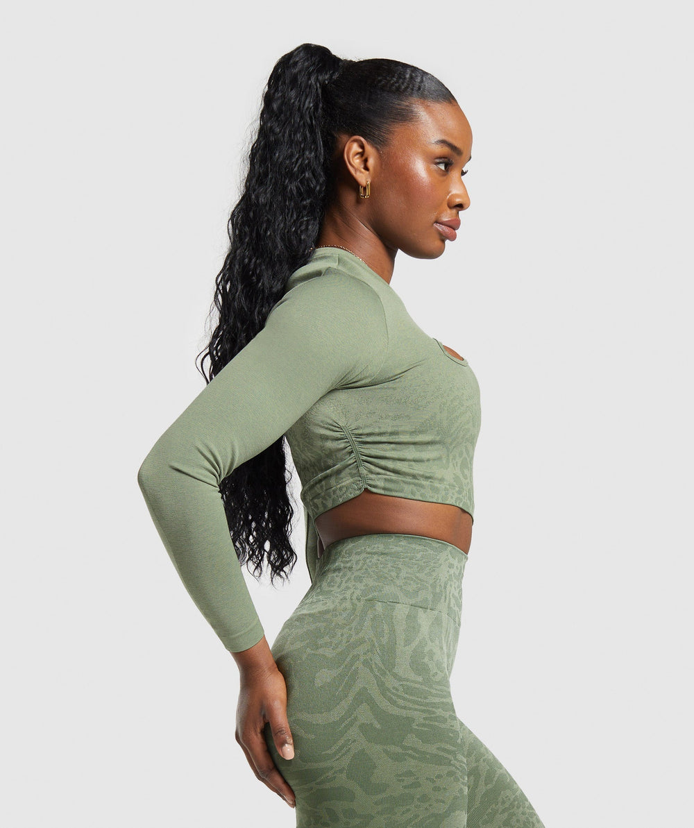 Adapt Safari Seamless Faded Long Sleeve Top - Force Green/Faded Green