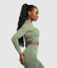 Adapt Safari Seamless Faded Long Sleeve Top - Force Green/Faded Green