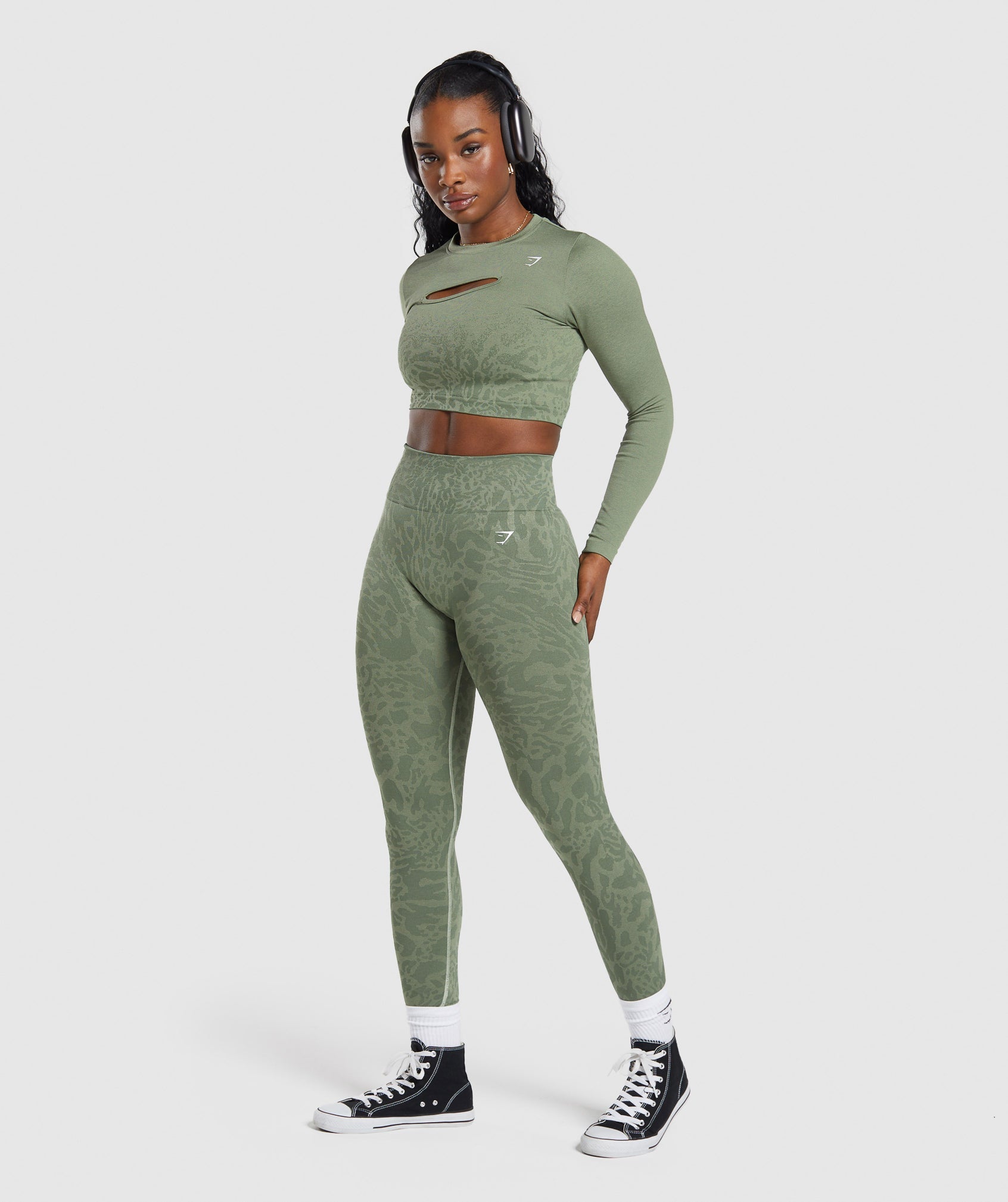 Adapt Safari Seamless Faded Long Sleeve Top - Force Green/Faded Green