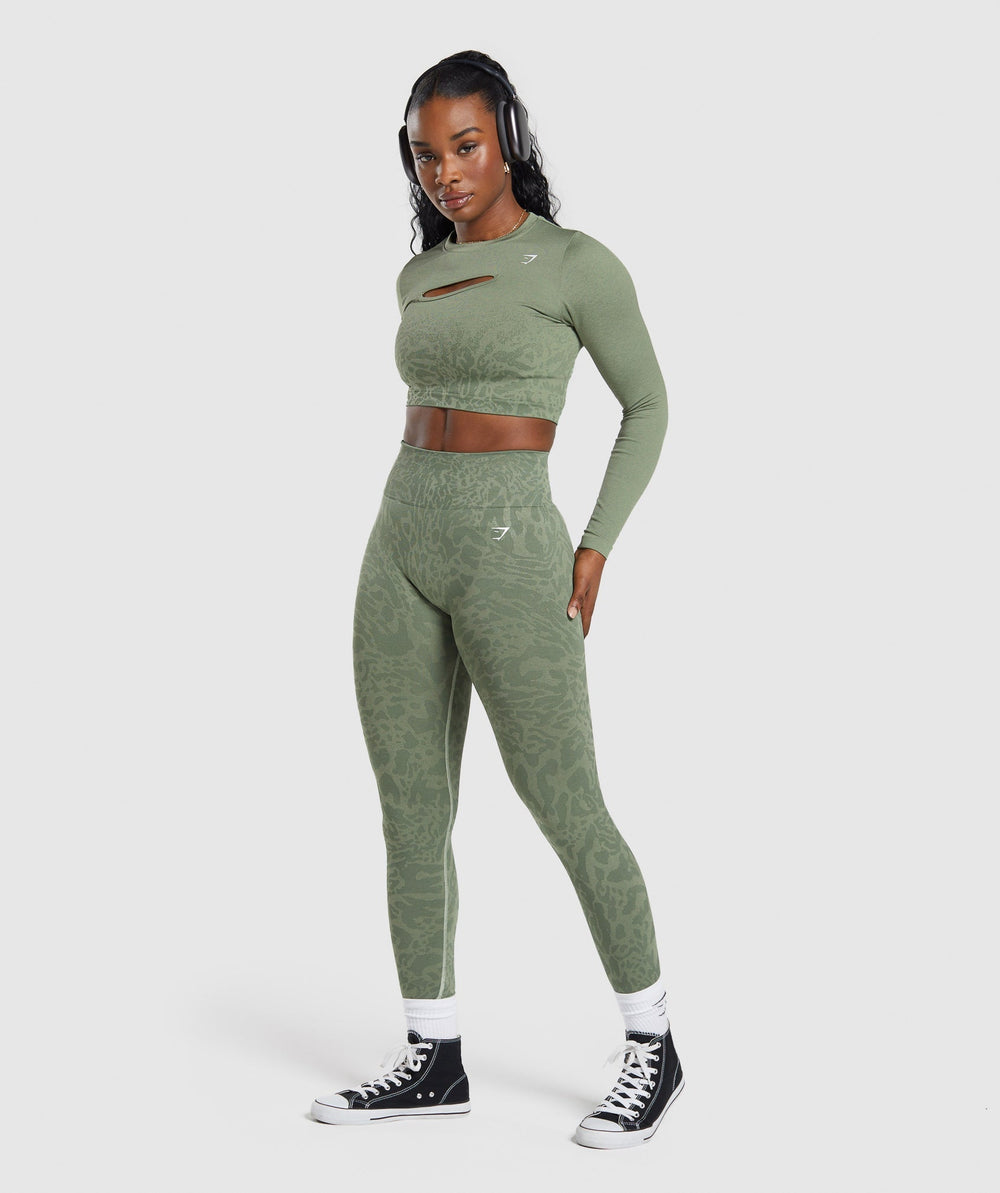 Adapt Safari Seamless Faded Long Sleeve Top - Force Green/Faded Green