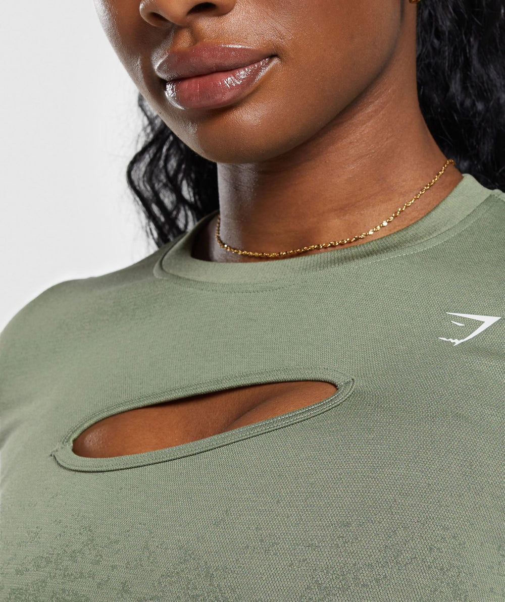 Adapt Safari Seamless Faded Long Sleeve Top - Force Green/Faded Green