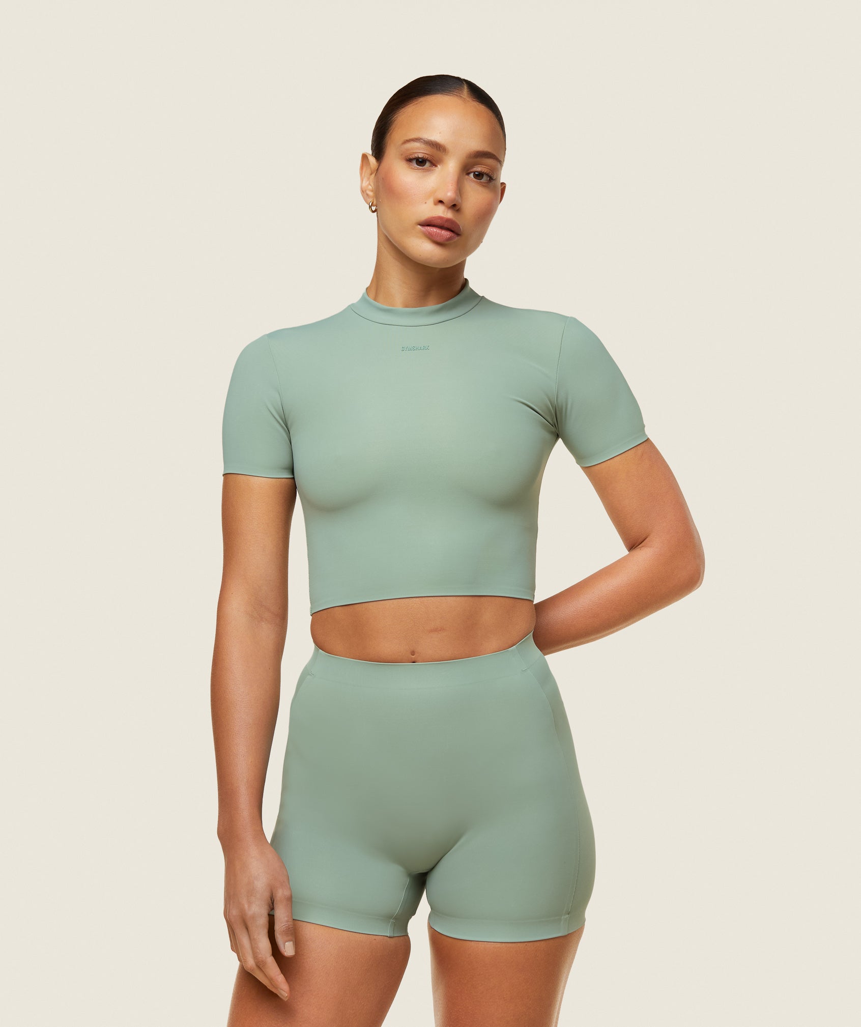 everywear Cropped Active Tee - Dollar Green