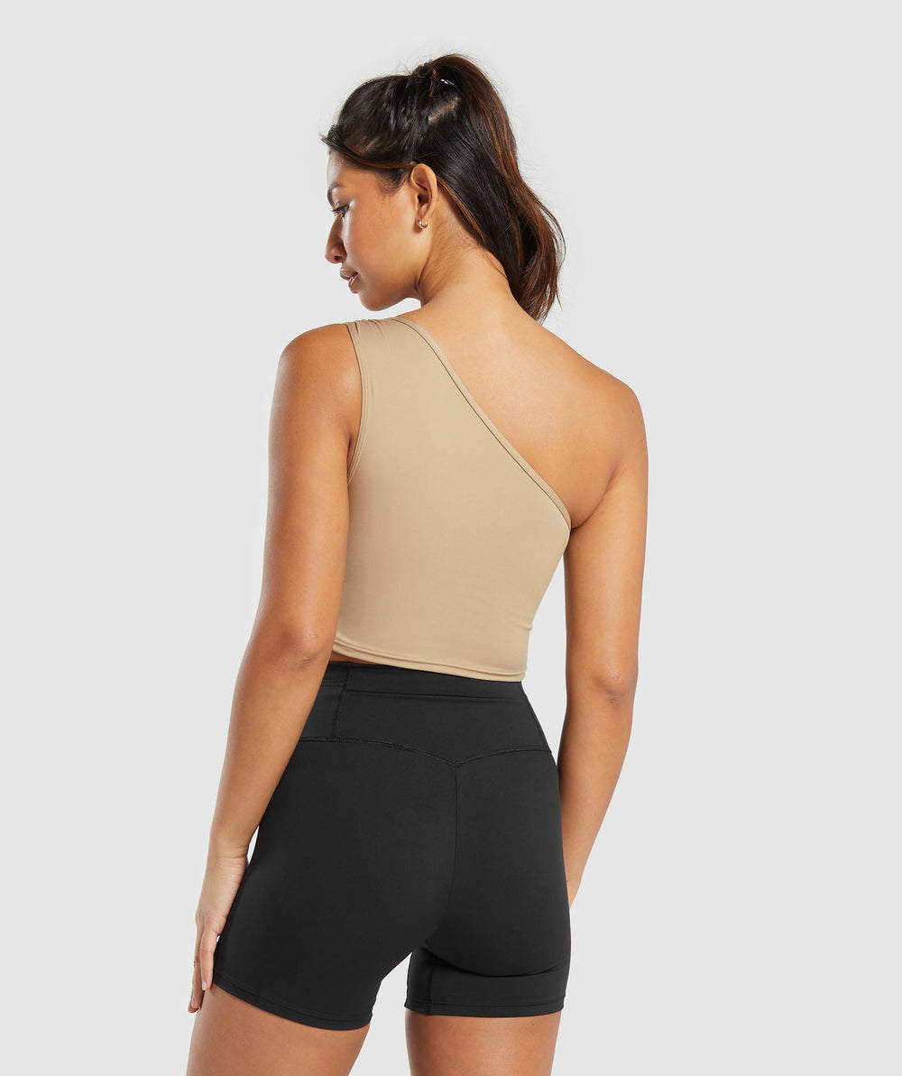 Training One Shoulder Ruched Tank - Deep Fawn Brown