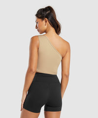 Training One Shoulder Ruched Tank - Deep Fawn Brown
