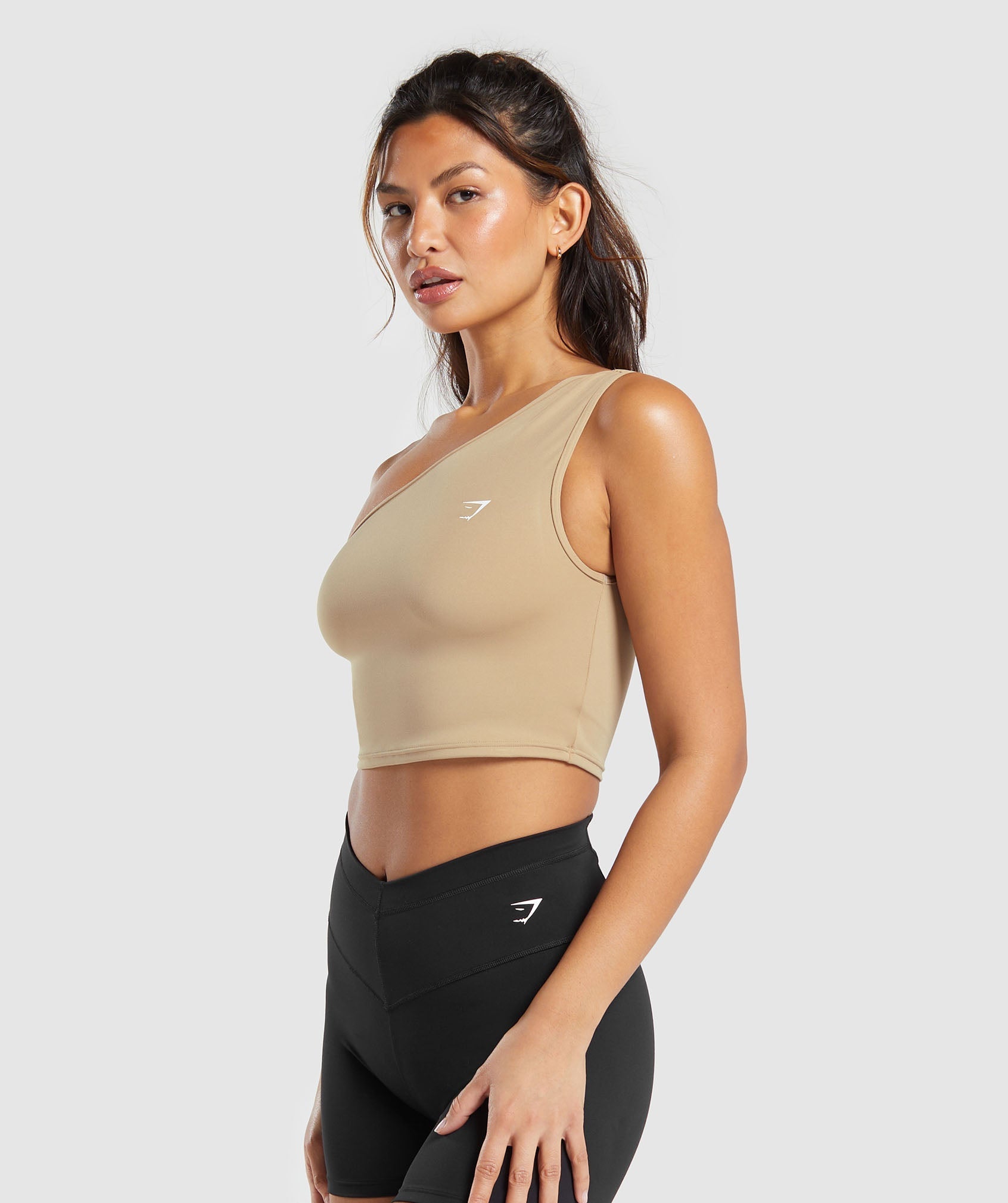 Training One Shoulder Ruched Tank - Deep Fawn Brown