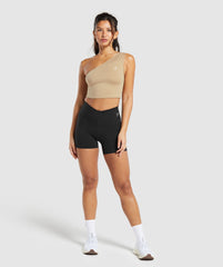 Training One Shoulder Ruched Tank - Deep Fawn Brown