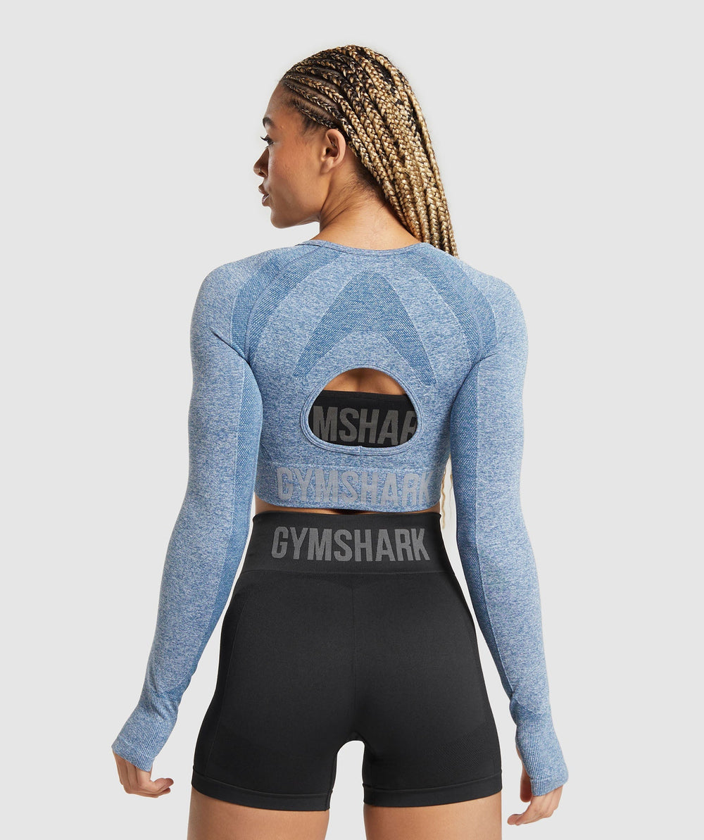 Flex Long Sleeve Crop Top - Faded Blue/Pitch Grey