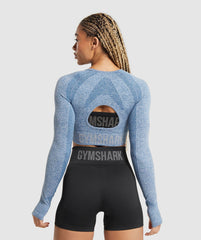 Flex Long Sleeve Crop Top - Faded Blue/Pitch Grey