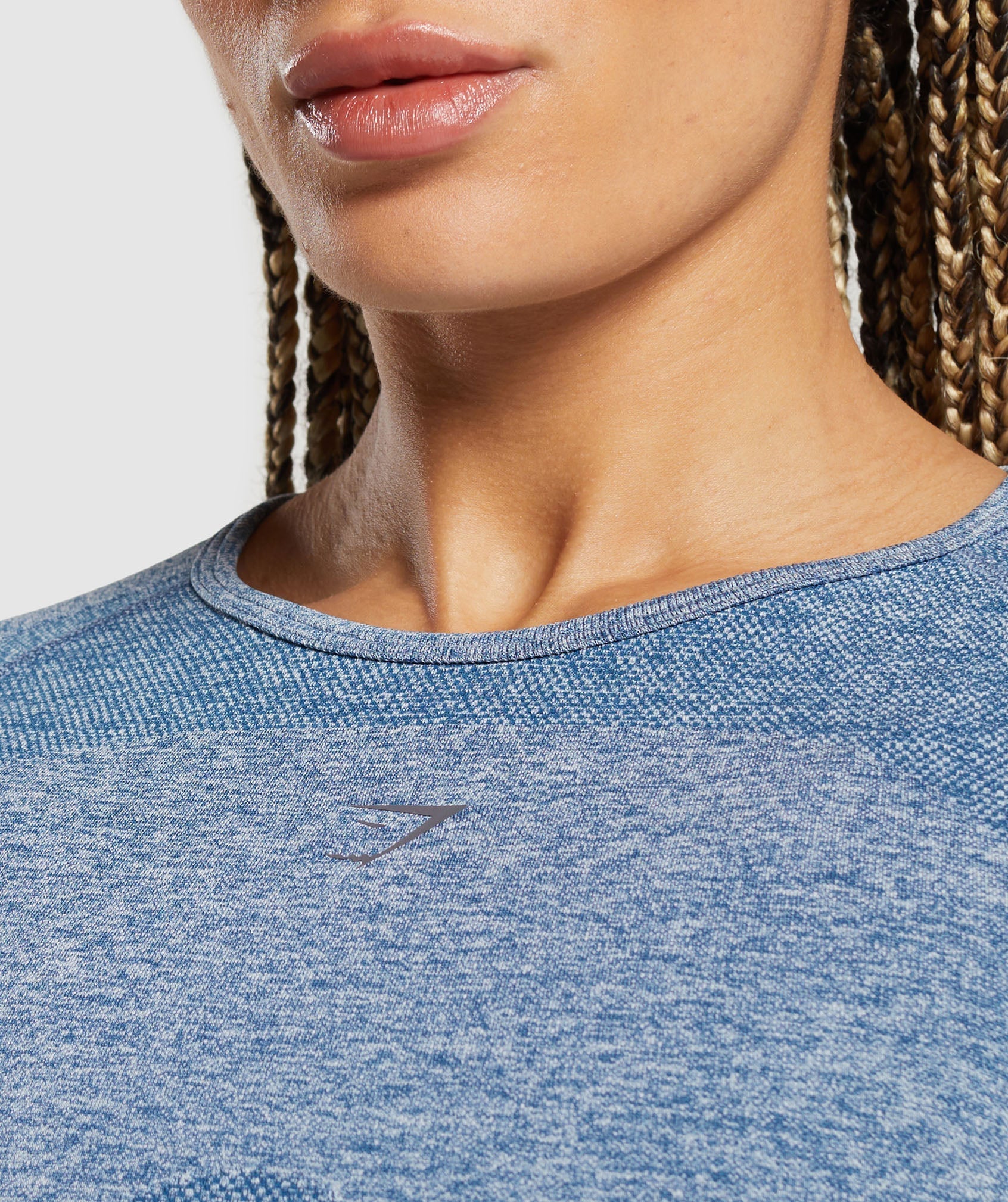Flex Long Sleeve Crop Top - Faded Blue/Pitch Grey