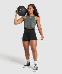 Lifting Essential Cotton Crop Tank - Slate Teal