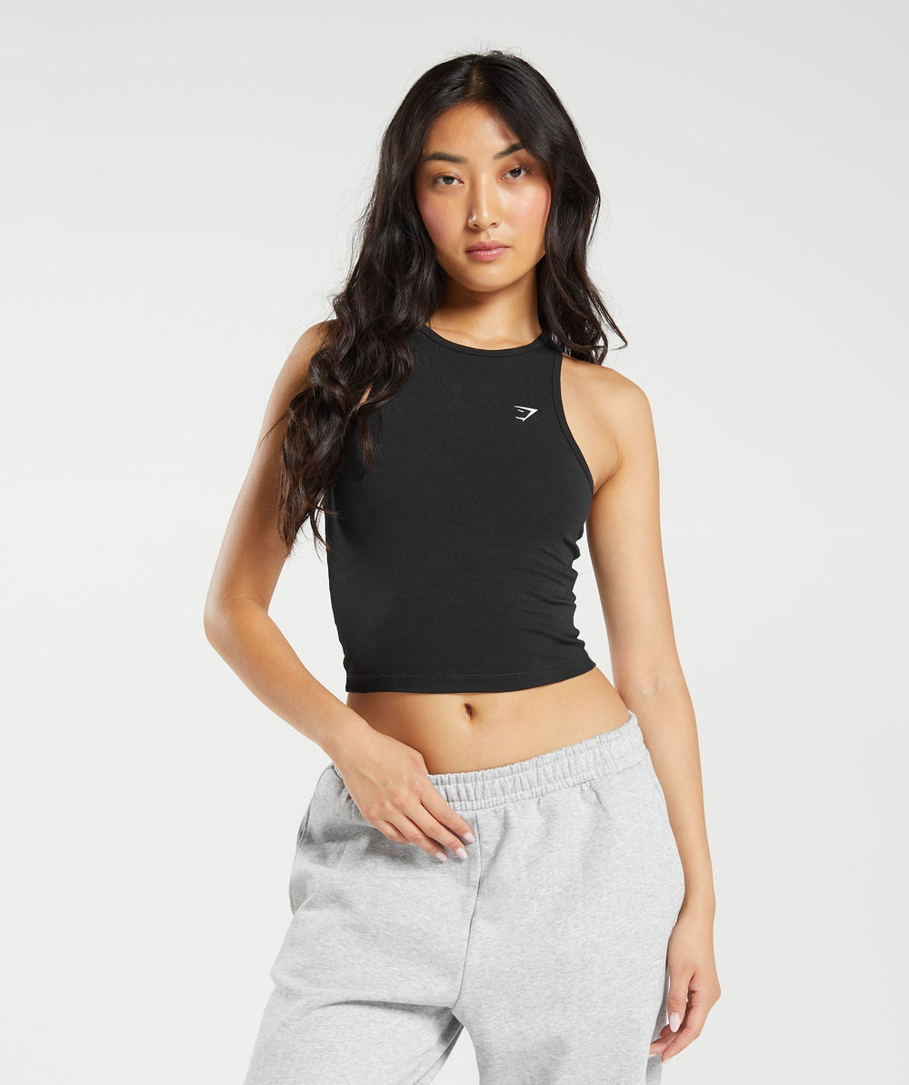 Essential Cotton Midi Tank - Black