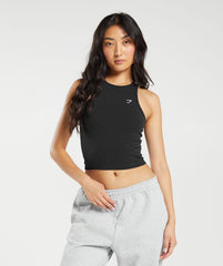 Essential Cotton Midi Tank - Black